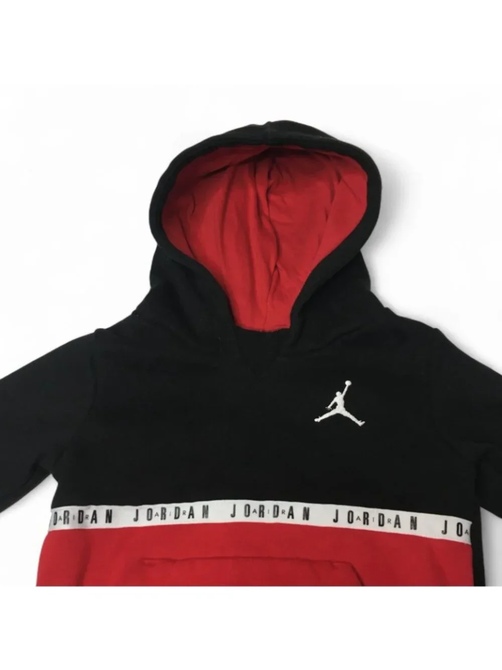 Nike Air Jordan Kids Hoodie Black Red Pullover Sweatshirt Jumpman Logo Size 24m